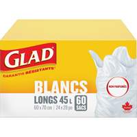 Tall 45L Unscented Garbage Bags, Regular, 24" W x 28" L, White WestPier
