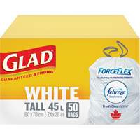 Tall 45L Febreze Garbage Bags, Regular, 24" W x 28" L, White WestPier