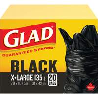 135L Garbage Bags, Regular, 31" W x 42" L, Black, Open Top JP298 | WestPier