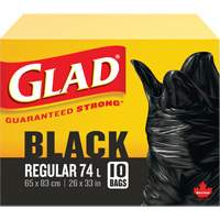 74L Garbage Bags, Regular, 26" W x 33" L, Black, Open Top JP299 | WestPier