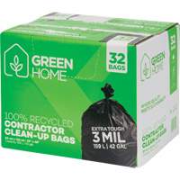 Green Home Garbage Bags, Strong, 33" W x 48" L, 3 mils, Black, 159 L (42 Gal.) Capacity WestPier