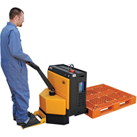 Fully Powered Electric Pallet Truck With  Stand-On Platform, 4500 lbs. Cap., 48" L x 30.25" W WestPier