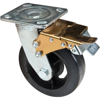 Roulette moul&eacute;, Pivotant avec frein, 6" (152,4 mm), Caoutchouc, 550 lb (249 kg) WestPier