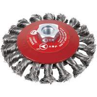 Knot Twisted Conical Bevel Brush, 6" Dia., 0.02" Fill, 5/8"-11 Arbor, Steel WestPier