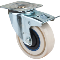 Roulettes sandwich, Pivotant avec frein, 4" (101,6 mm), Nylon, 440 lb (199,58 kg) WestPier