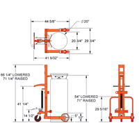 Hydraulic Large Liquid Gas Cylinder Cart HLCC, Polyurethane Wheels, 20" W x 20" D Base, 1000 lbs. MO347 | WestPier