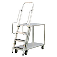 Aluminum Stock Picking Ladder Cart, Aluminum, 22" W x 51-1/2" D, 2 Shelves, 800 lbs. Capacity MO458 | WestPier