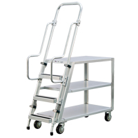 Aluminum Stock Picking Ladder Cart, Aluminum, 22" W x 51-1/2" D, 3 Shelves, 800 lbs. Capacity MO459 | WestPier