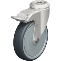 Roulette en &eacute;lastom&egrave;re thermoplastique acier inoxydable, Pivotant avec frein, Diam&egrave;tre 5" (127 mm), Capacit&eacute; 265 lb (120 kg) WestPier
