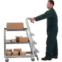 Stockpicker Truck, Aluminum, 21-7/8" W x 40" D, 3 Shelves, 660 lbs. Capacity WestPier