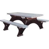 Recycled Plastic Picnic Tables, 6' L x 62-1/4" W, Grey ND422 | WestPier