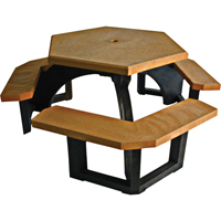 Recycled Plastic Hexagon Picnic Tables, 78" L x 78" W, Cedar WestPier
