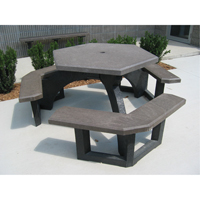 Recycled Plastic Hexagon Picnic Tables, 78" L x 78" W, Brown NJ132 | WestPier