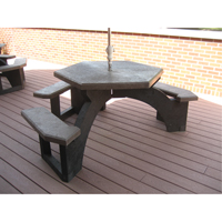 Recycled Plastic Hexagon Picnic Tables, 78" L x 78" W, Brown NJ135 | WestPier
