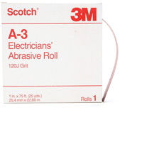 Scotch&reg; A-3 Electrician's Abrasive Roll, Aluminum Oxide, 1" W x 75' L, 120 Grit WestPier