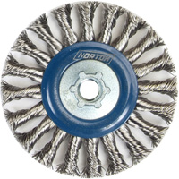 Full Cable Twist Wire Wheel, 4" Dia., 0.02" Fill, 5/8"-11 Arbor, Stainless Steel WestPier
