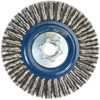 Stringer Bead Knot Wire Brush For Angle Grinders, 4" Dia., 0.02" Fill, 5/8"-11 Arbor, Stainless Steel WestPier