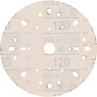 Hookit Gold Abrasive Disc, 6" Dia., 120 Grit, Aluminum Oxide, C-Weight WestPier