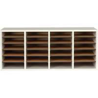 Adjustable Compartment Literature Organizer, Stationary, 24 Slots, Wood, 39-1/4" W x 11-3/4" D x 16-1/4" H OE705 | WestPier