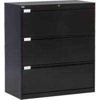 Lateral Filing Cabinet, Steel, 3 Drawers, 36" W x 18" D x 40-1/16" H, Black OP216 | WestPier