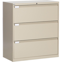 Lateral Filing Cabinet, Steel, 3 Drawers, 36" W x 18" D x 40-1/16" H, Beige OP217 | WestPier