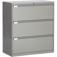 Lateral Filing Cabinet, Steel, 3 Drawers, 36" W x 18" D x 40-1/16" H, Grey OP218 | WestPier