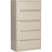 Lateral Filing Cabinet, Steel, 5 Drawers, 36" W x 18" D x 65-1/2" H, Beige OP223 | WestPier