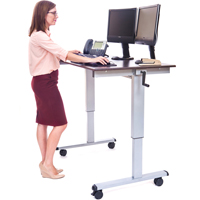 Adjustable Stand-Up Workstations, Stand-Alone Desk, 48-1/2" H x 48" W x 32-1/2" D, Walnut OP282 | WestPier