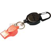Dérouleur autorétractable pour carte d'identité et clés avec sifflet, Métal en alliage de zinc, Câble 24", Fixation Mousqueton OP294 | WestPier