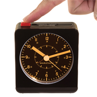 Desk Alarm Clock, Analog, Battery Operated, 3.5" W x 1.5" D x 3.75" H, Black WestPier