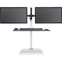 Soar™ Sit/Stand Electric Desk with Dual Monitor Arm, Desktop Unit, 37-1/4" H x 27-3/4" W x 22" D, White OQ926 | WestPier