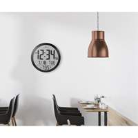 Round Digital Wall Clock, Digital, Battery Operated, 15" Dia., Black OR488 | WestPier