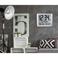 Super Jumbo Self-Setting Wall Clock, Digital, Battery Operated, Silver OR491 | WestPier