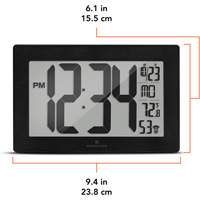 Self-Setting & Self-Adjusting Wall Clock with Stand, Digital, Battery Operated, Black OR493 | WestPier