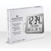Slim Self-Setting Full Calendar Wall Clock, Digital, Battery Operated, Silver OR494 | WestPier