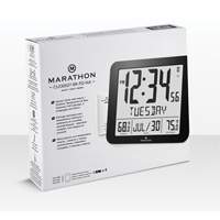 Slim Self-Setting Full Calendar Wall Clock, Digital, Battery Operated, Black OR495 | WestPier