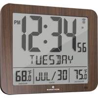 Slim Self-Setting Full Calendar Wall Clock, Digital, Battery Operated, Black OR496 | WestPier