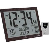 Horloge à réglage automatique à calendrier complet avec de très grands caractères, Numérique, À piles, Brun OR498 | WestPier