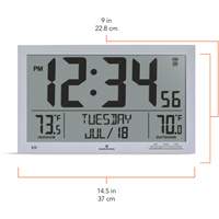 Self-Setting Full Calendar Clock with Extra Large Digits, Digital, Battery Operated, Silver OR499 | WestPier