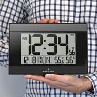 Self-Setting Digital Wall Clock with Auto Backlight, Digital, Battery Operated, Black OR501 | WestPier