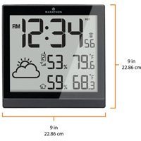 Station météorologique et horloge à réglage automatique, Numérique, À piles, Noir OR504 | WestPier