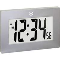 Large Frame Digital Wall Clock, Digital, Battery Operated, Silver OR505 | WestPier