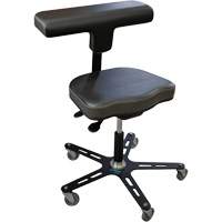 VEGA-T Ergonomic Industrial Chair, Mobile, Adjustable, Vinyl Seat, Black WestPier
