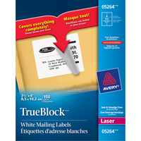 &eacute;tiquettes d'exp&eacute;dition au laser TrueBlock, 3-1/3" la x 4" la x Blanc WestPier