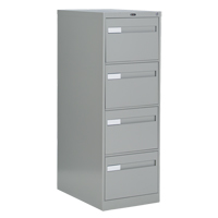 Vertical Filing Cabinet with Recessed Drawer Handles, 4 Drawers, 18.15" W x 26.56" D x 52" H, Grey OTE625 | WestPier