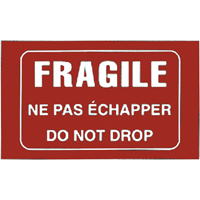 "Fragile" Bilingual Special Handling Labels, 5" L x 3" W, White on Red WestPier