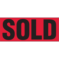 "Sold" Special Handling Labels, 5" L x 2" W, Black on Red PB423 | WestPier