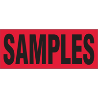 "Samples" Special Handling Labels, 5" L x 2" W, Black on Red PB424 | WestPier