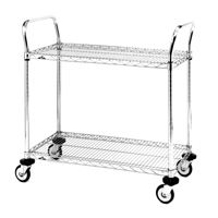 Standard-Duty Utility Cart With Wire Shelves, Chrome Plated, 24" x 39" x 36", 375 lbs. Capacity WestPier