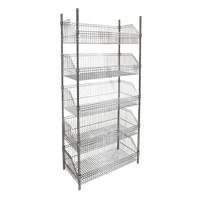 &eacute;tag&egrave;re &agrave; paniers-tablettes en treillis m&eacute;tallique, Tiers 5, 36" la x 74" h x 18" p WestPier